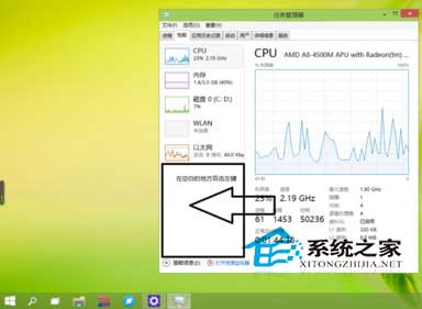 Win10任务管理器性能小窗口模式查看性能信息教程