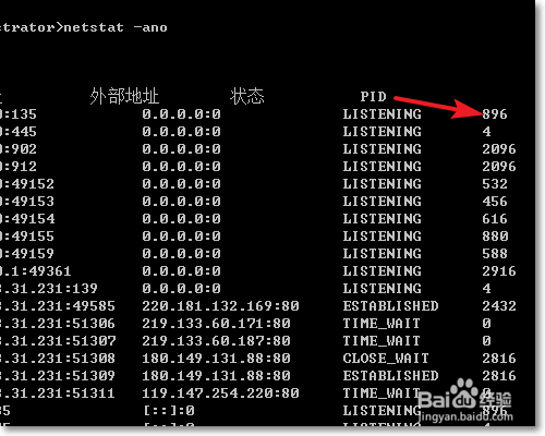 如何在Windows里边根据端口找到其提供服务的进程?