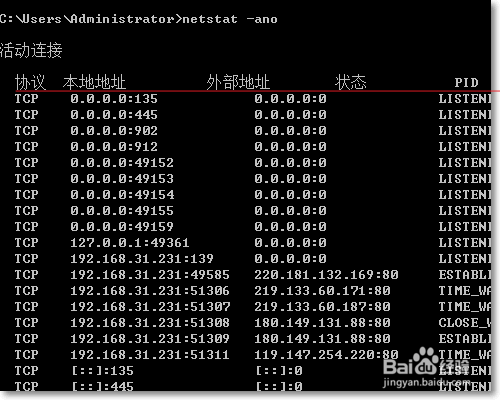 如何在Windows里边根据端口找到其提供服务的进程?